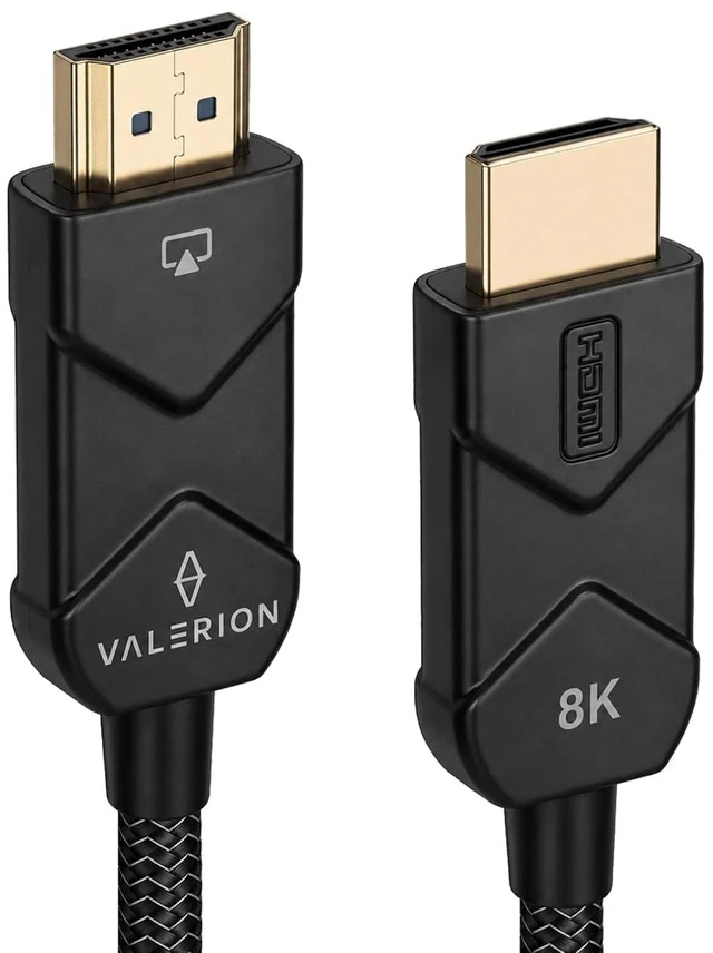 Main image of Valerion AWOL Ultra High Speed HDMI® Cable 12m/40ft, Fiber Optic Core, 8K@60Hz, 4K@120Hz, Dynamic HDR, ALLM/VRR Gaming, Braided 24K Gold-Plated Connectors for PS5, Xbox, PC, TV and Projector