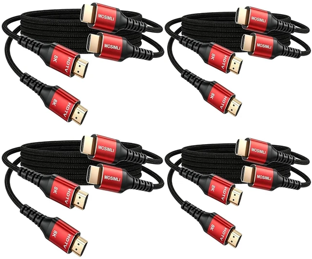 Main image of 8K HDMI Cable 3FT 8Pack, 48Gbps HDMI 2.1 Cord, Red Aluminum Braided