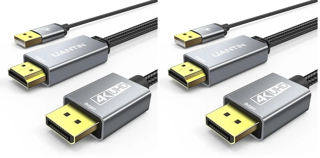 Main image of UANTIN Active HDMI to DisplayPort Cable (4K@60Hz) 6FT Uni-Directional (Pack of 2)