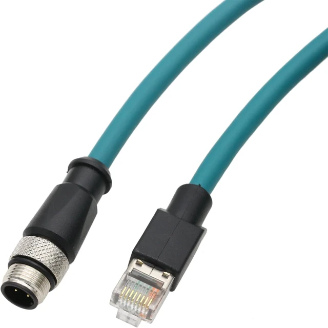 Alt view image 3 of 6 - Ethernet M12 4 Pin D-Coding RJ45 CAT5e Cable, for Datalogic Omron Profinet Network LED Power Barcode Reader Sensor Industrial Machine 8m
