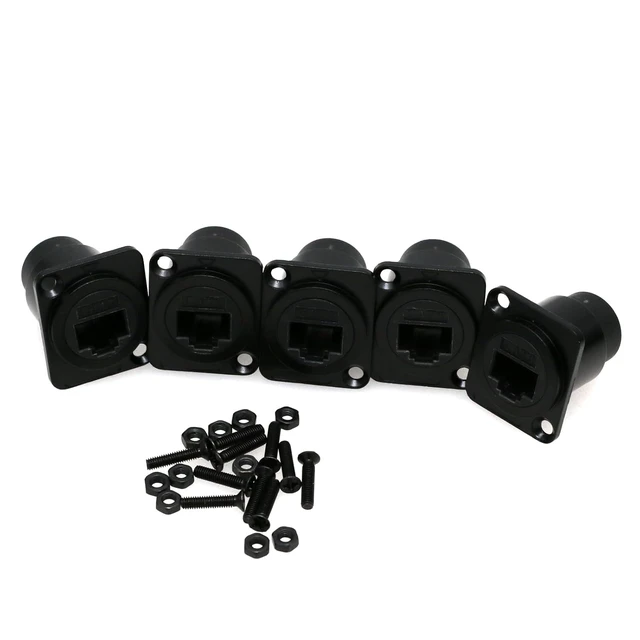Alt view image 2 of 6 - RJ45 Panel Type Adapter D-Type Module Category 6 Network CAT6 Gigabit Butt Straight RJ45 Network Cable for Multimedia Signal Transmission (D-CAT6, 5PCS Black)