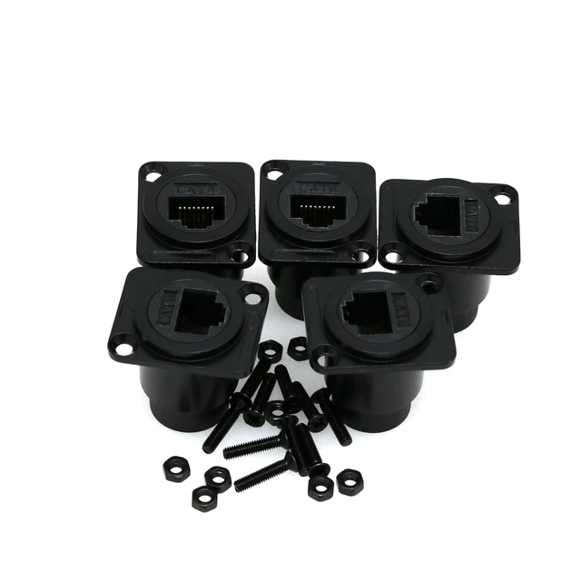 Alt view image 3 of 6 - RJ45 Panel Type Adapter D-Type Module Category 6 Network CAT6 Gigabit Butt Straight RJ45 Network Cable for Multimedia Signal Transmission (D-CAT6, 5PCS Black)