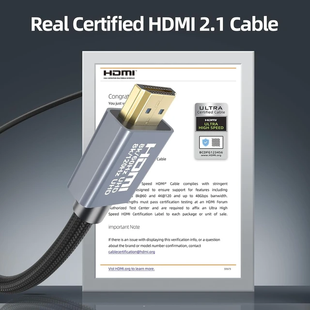 Alt view image 2 of 7 - 5-Pack 8K HDMI 2.1 Cable 10 FT, Certified Ultra High Speed 48Gbps, Braided