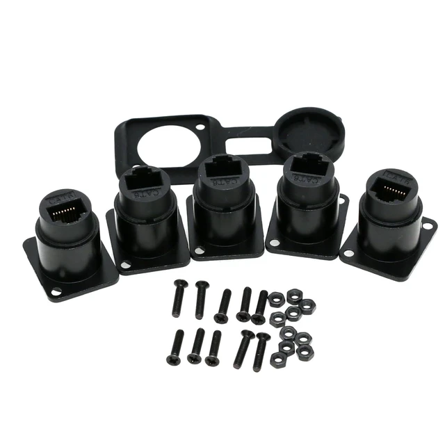 Alt view image 6 of 6 - RJ45 Panel Type Adapter D-Type Module Category 6 Network CAT6 Gigabit Butt Straight RJ45 Network Cable for Multimedia Signal Transmission (D-CAT6, 5PCS Black)