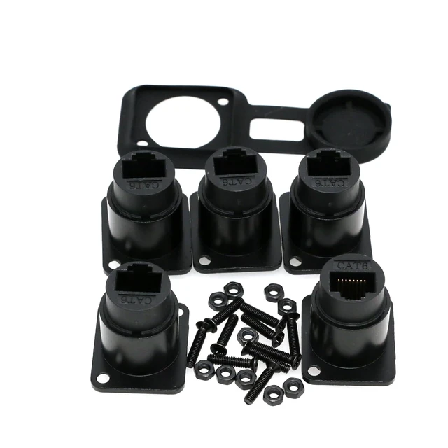 Alt view image 5 of 6 - RJ45 Panel Type Adapter D-Type Module Category 6 Network CAT6 Gigabit Butt Straight RJ45 Network Cable for Multimedia Signal Transmission (D-CAT6, 5PCS Black)