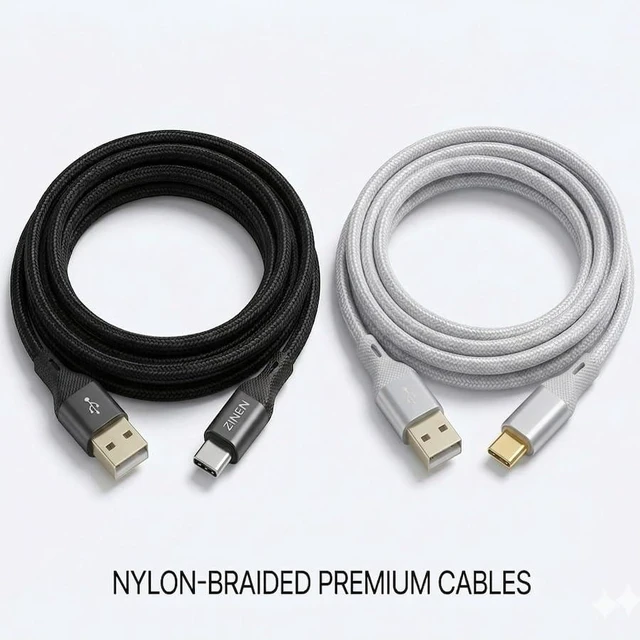 Alt view image 2 of 6 - (50 Cables) Standard USB to USB-C Cable, Black, Nylon Braided, 5 Feet, 2A Charging USB Type C Charging Cord Compatible with iPhone Series 15 and Later, Android Phones Wholesale Bulk Lot
