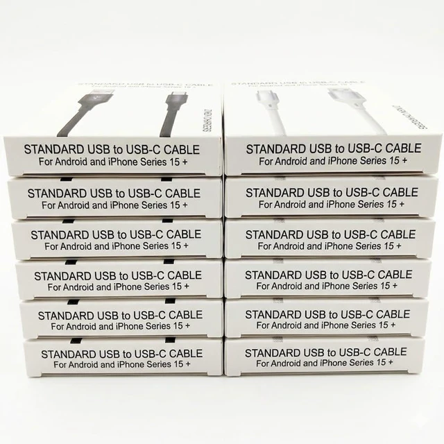 Alt view image 3 of 6 - (50 Cables) Standard USB to USB-C Cable, Black, Nylon Braided, 5 Feet, 2A Charging USB Type C Charging Cord Compatible with iPhone Series 15 and Later, Android Phones Wholesale Bulk Lot