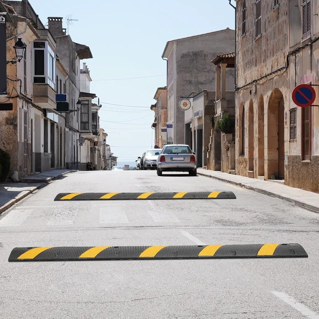 Alt view image 5 of 7 - 6FT Rubber Speed Bumps 2 Pack, Heavy Duty Traffic Hump for Road & Driveway