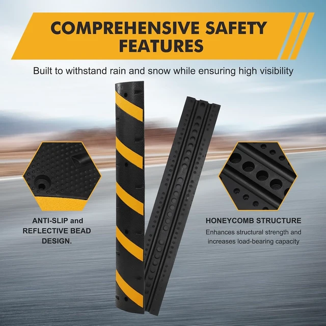 Alt view image 4 of 7 - 6FT Rubber Speed Bumps 2 Pack, Heavy Duty Traffic Hump for Road & Driveway