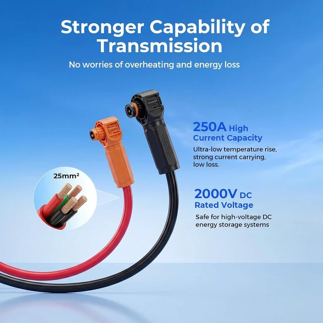 Alt view image 3 of 5 - WattCycle 250A 70mm² Energy Storage Parallel Cable, 1.2m (47.2in)