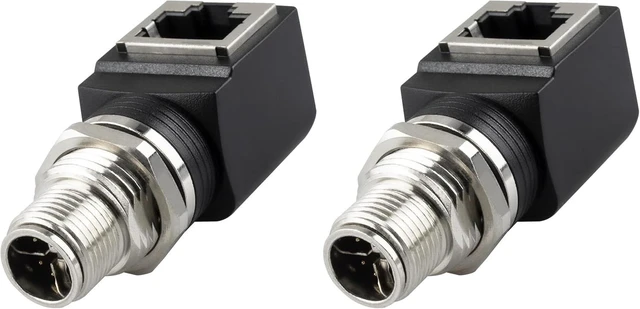 Main image of M12 X-Coded 8 Pin to RJ45 Adapter Cat6 Industrial Ethernet Shielded Connector IP68 Waterproof for Cognex and Automation Application (Pack of 2)