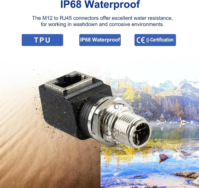 Alt view image 2 of 7 - M12 X-Coded 8 Pin to RJ45 Adapter Cat6 Industrial Ethernet Shielded Connector IP68 Waterproof for Cognex and Automation Application (Pack of 2)