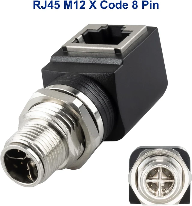 Alt view image 4 of 7 - M12 X-Coded 8 Pin to RJ45 Adapter Cat6 Industrial Ethernet Shielded Connector IP68 Waterproof for Cognex and Automation Application (Pack of 2)