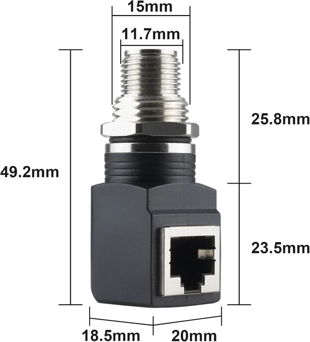 Alt view image 7 of 7 - M12 X-Coded 8 Pin to RJ45 Adapter Cat6 Industrial Ethernet Shielded Connector IP68 Waterproof for Cognex and Automation Application (Pack of 2)