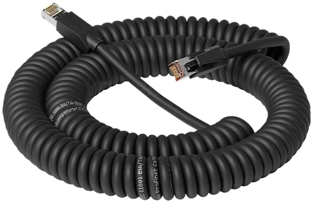 Main image of Industrial 8Pin RJ45 Network Cable Retractable Spiral Wire to Cat6A Gigabit Towing Chain Double Shielded Spring Line(B,2m)