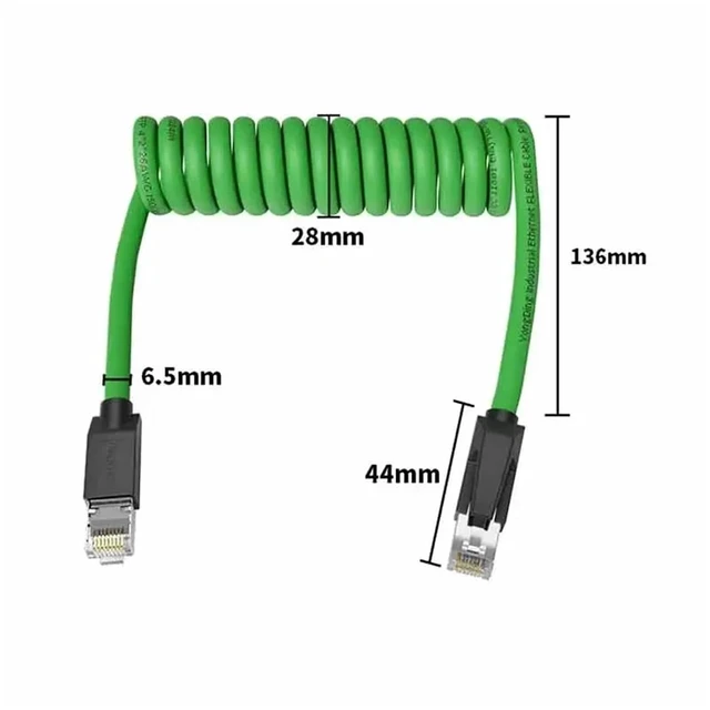 Alt view image 4 of 4 - Industrial 8Pin RJ45 Network Cable Retractable Spiral Wire to Cat6A Gigabit Towing Chain Double Shielded Spring Line(B,2m)