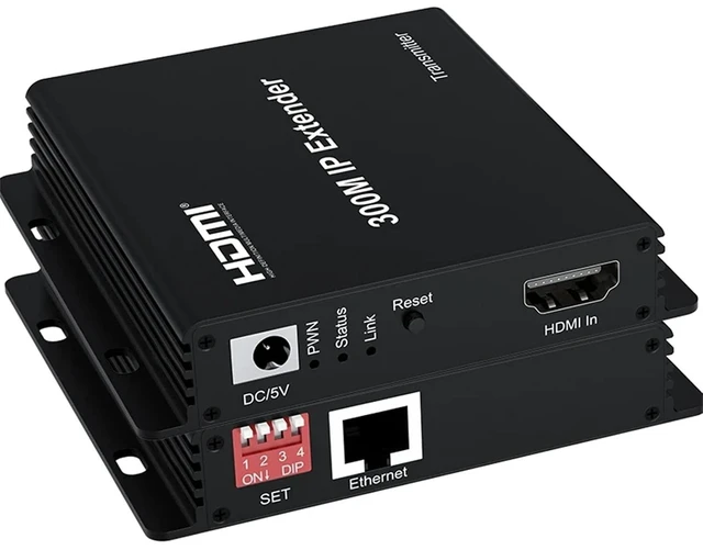 Main image of 300M IP Extender,HDMI Extender Over IP RJ45 Cat6 Cable 1080P HDMI to Ethernet Network Extender Support One TX to Many RX via Network Switch (TX+RX)