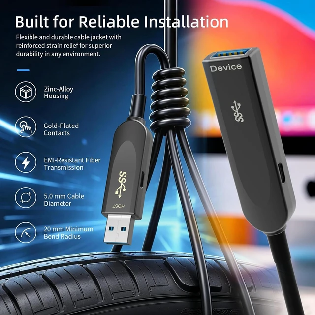 Alt view image 4 of 7 - USB 3.2 Gen 2 Active Optical Cable 10Gbps, 328FT