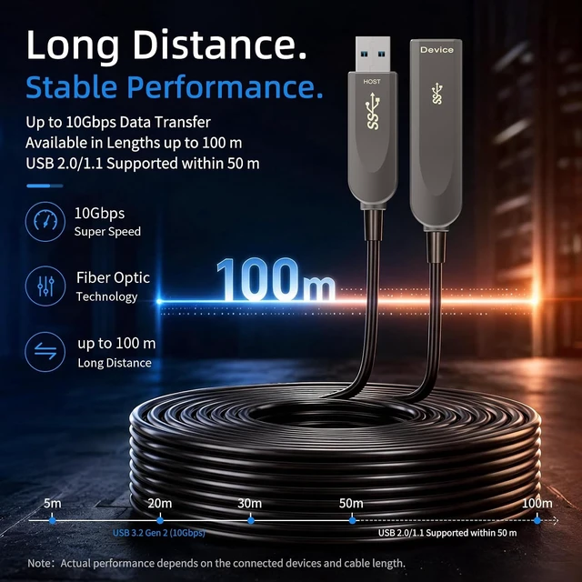 Alt view image 5 of 7 - USB 3.2 Gen 2 Active Optical Cable 10Gbps, 328FT