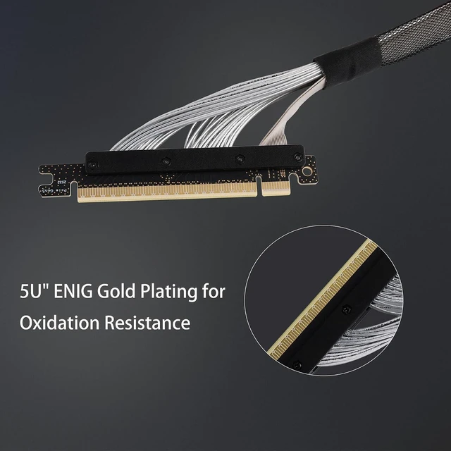Alt view image 2 of 6 - PCIe Gen5 x16 Riser Cable 500mm(19.7Inch) 32GT/s per Lane GPU Extension for Vertical Mount PC Build