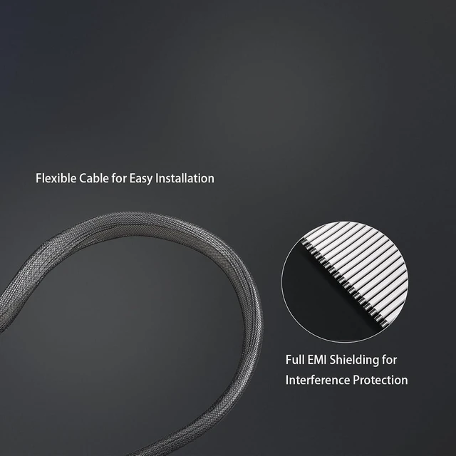 Alt view image 4 of 6 - PCIe Gen5 x16 Riser Cable 500mm(19.7Inch) 32GT/s per Lane GPU Extension for Vertical Mount PC Build