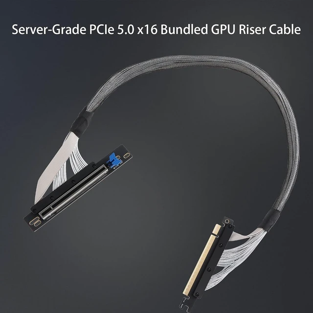 Alt view image 6 of 6 - PCIe Gen5 x16 Riser Cable 500mm(19.7Inch) 32GT/s per Lane GPU Extension for Vertical Mount PC Build