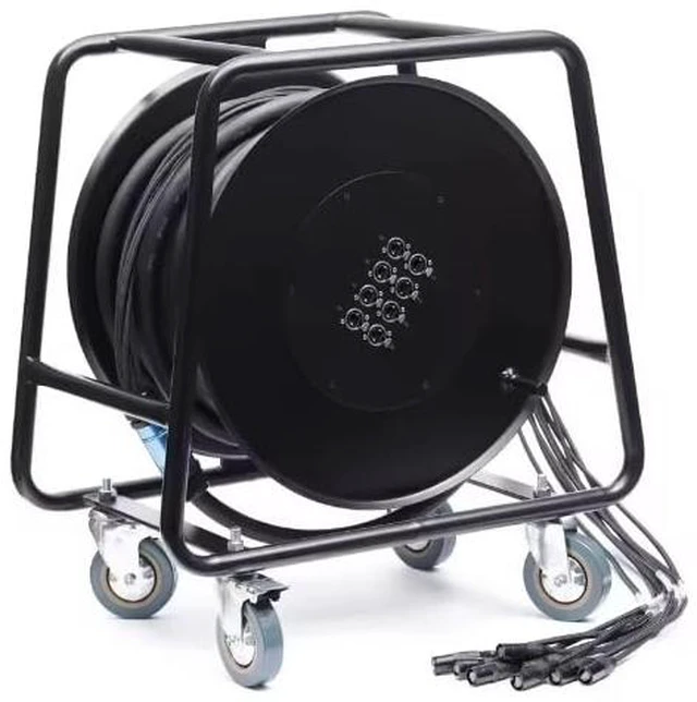 Main image of CAT6 8-Channel Stage Snake Cable Reel with Dual Shielding RJ45 XLR-Style Metal Housing Super Flexible Black Sheath 100 Foot