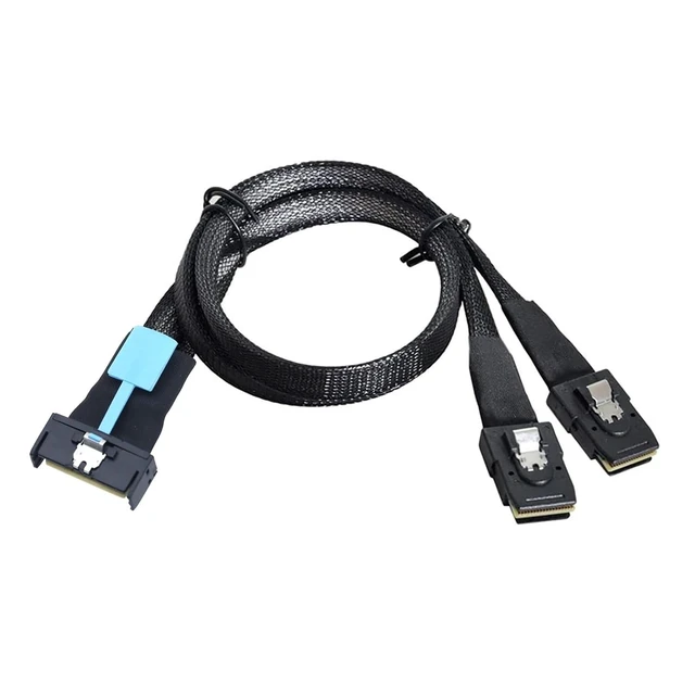 Alt view image 5 of 5 - PCI-E 5.0 Cool Edge IO MCIO 8X 74Pin to 2X 36Pin S-AS SFF-8087 Extension Data and Cord Cable(1M)