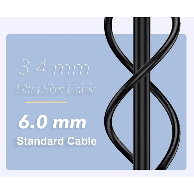 Alt view image 5 of 7 - Elfcam - 50m/164ft Slim Cat 8 Ethernet Cable, LAN WAN Cable, Cat8 SFTP 32AWG, 2000Mhz 40Gbps with RJ45 Connectors, Black Round (50M)