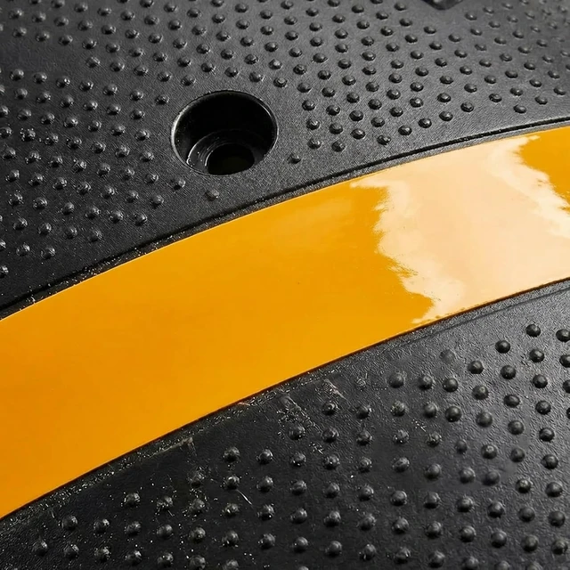 Alt view image 7 of 7 - Heavy-Duty Rubber Speed Bump Cable Protector Ramp - 2-Channel Modular Speed Hump for Driveway/Road, Anti-Slip, Reflective Yellow Stripe, 22,000 lb Load - 6FT x 1 + 2 End Caps