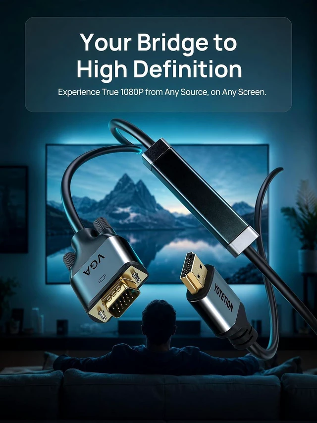 Alt view image 3 of 7 - HDMI to VGA 50Ft Cable with IC, Gold-Plated HDMI to VGA Compatible for Computer, Desktop, Laptop, PC, Monitor, Projector,HDTV, Raspberry Pi, Roku, Xbox and More, Green-Gray Aluminum Shell