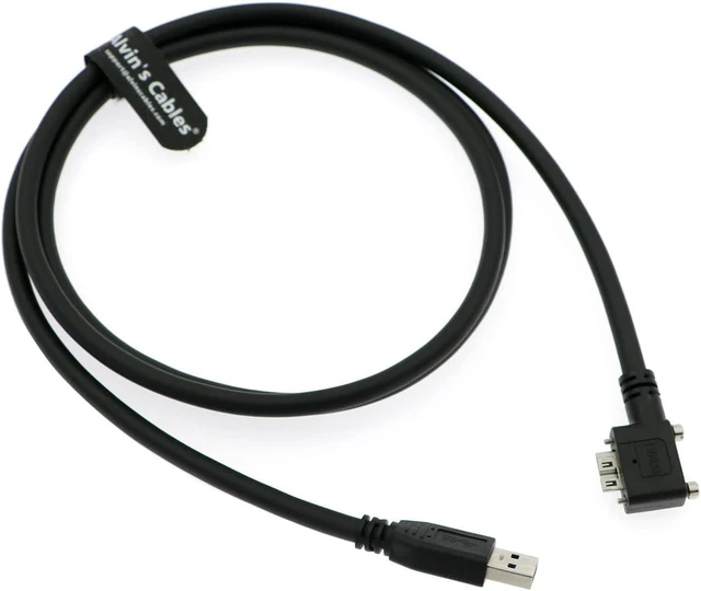 Main image of Alvin's Cables USB 3.0 Data-Cable USB-A to Micro-B Left Angle with Dual Locking-Screws High-Flex Cable Shielded-Cable for Industrial Camera Vision Camera 1.5M
