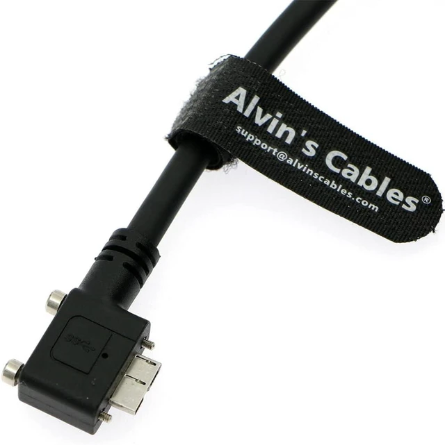 Alt view image 3 of 4 - Alvin's Cables USB 3.0 Data-Cable USB-A to Micro-B Left Angle with Dual Locking-Screws High-Flex Cable Shielded-Cable for Industrial Camera Vision Camera 1.5M