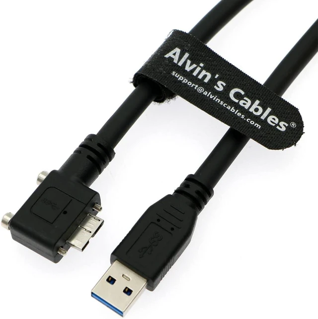 Alt view image 4 of 4 - Alvin's Cables USB 3.0 Data-Cable USB-A to Micro-B Left Angle with Dual Locking-Screws High-Flex Cable Shielded-Cable for Industrial Camera Vision Camera 1.5M