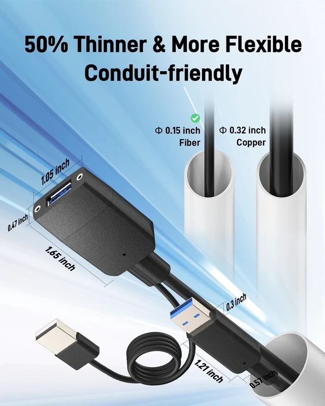 Alt view image 4 of 7 - 10Gbps Fiber Optic USB 3.2 USB-A Extension Cable 30ft
