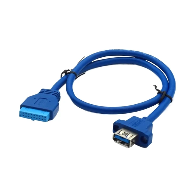 Alt view image 2 of 3 - 2 x USB3.0 Dual Port USB 3.0 Female Screw Mount Panel Type to Motherboard 20Pin Cable PC Case Cables 20 pin 30cm 50cm 75cm(30cm,Dual Port)