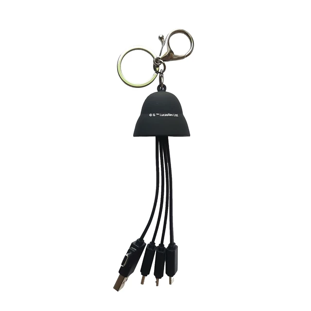 Alt view image 6 of 6 - WONDEE Darth Vader 3 in 1 Universal Charging Cable with Door - Key Multi End Cable Dual Input USB and USB C to USB C/Lightning/Micro USB Compatible with iPhone and All (5.9")