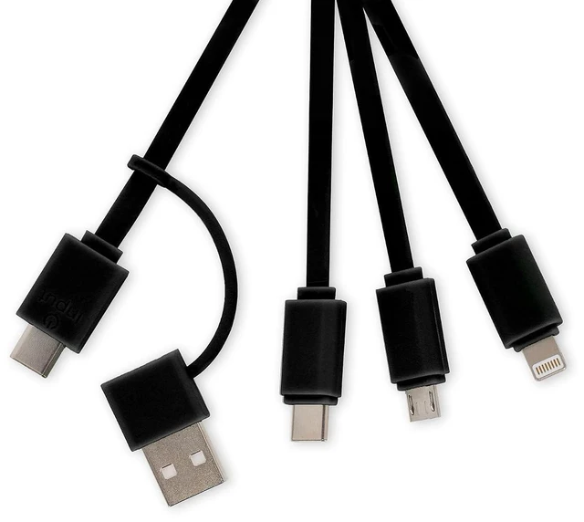 Alt view image 2 of 3 - Legami - Multiple Link Up Charging Cable, Theme 8 Ball, with Keychain, 4 USB Charging Cables, Type-C, Micro-USB, Lightning, with USB Type C Adapter, TPE Coated Cable