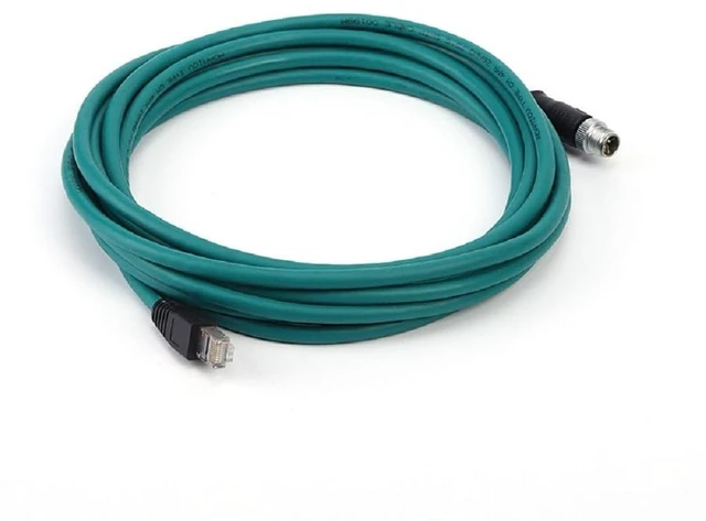 Main image of M12 Ethernet Cable X-Coded 8pin Male to RJ45 Ethernet Cat6a PUR Jacket 26AWG High-Flex Shielded Waterproof Cable for Cognex Industrial Camera (196.85 in/5M)