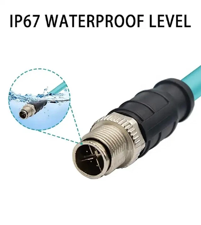 Alt view image 4 of 6 - M12 Ethernet Cable X-Coded 8pin Male to RJ45 Ethernet Cat6a PUR Jacket 26AWG High-Flex Shielded Waterproof Cable for Cognex Industrial Camera (196.85 in/5M)