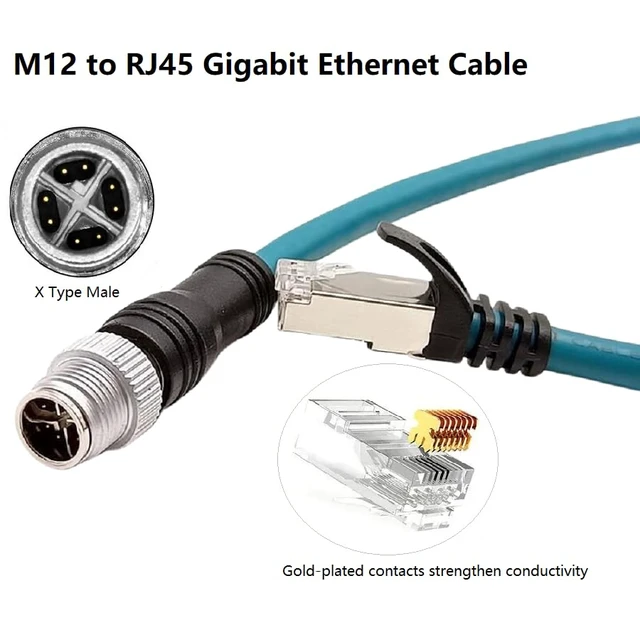 Alt view image 2 of 6 - M12 Ethernet Cable X-Coded 8pin Male to RJ45 Ethernet Cat6a PUR Jacket 26AWG High-Flex Shielded Waterproof Cable for Cognex Industrial Camera (196.85 in/5M)