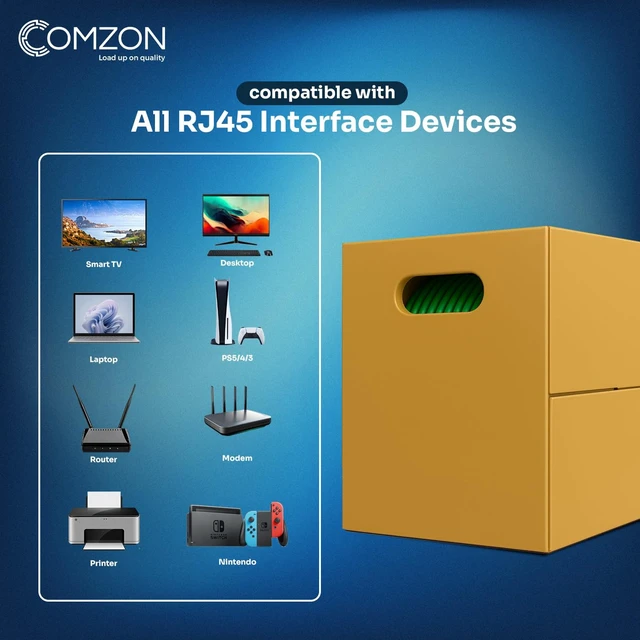 Alt view image 5 of 6 - COMZON Cat5e Ethernet Cable, Shielded F/UTP Solid, Green, 1000ft Pullbox