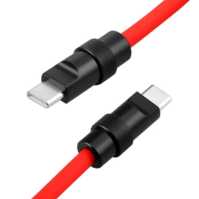 Alt view image 7 of 7 - Alvin's Cables USB-C Cable, Personalized PD Fast Charging Cord with Data Transfer for iPhone, iPad, Android, Laser Engraving Custom Text,Logo Ultra-Soft Coiled Cable, Red