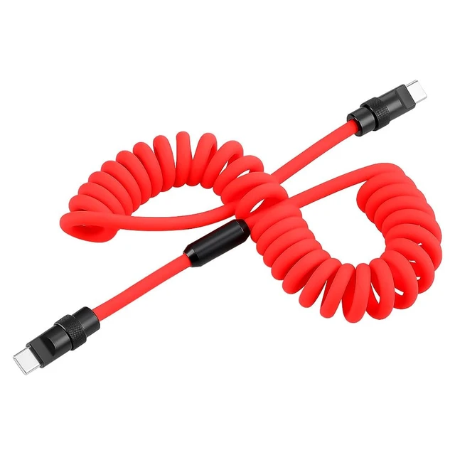Alt view image 6 of 7 - Alvin's Cables USB-C Cable, Personalized PD Fast Charging Cord with Data Transfer for iPhone, iPad, Android, Laser Engraving Custom Text,Logo Ultra-Soft Coiled Cable, Red