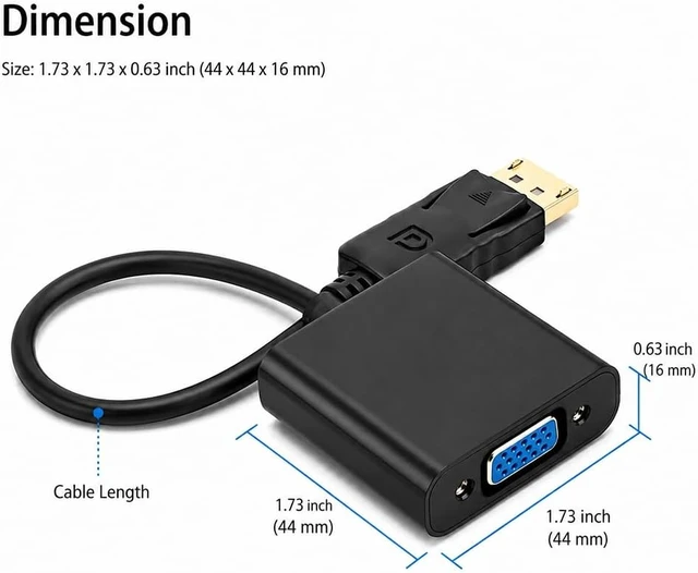 Alt view image 2 of 5 - DisplayPort DP Male to VGA Female Adapter Display Port Cable Converter