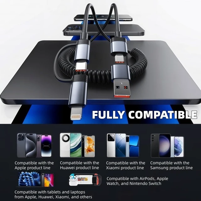 Alt view image 6 of 7 - Car Carplay Cable for Hyundai Palisade 2019-2025,USB A to Type C Fast Charger Cord,Fast USB Type C Charging Cable,100W Fast Charging Cable,for iPhone Samsung,2 Pack