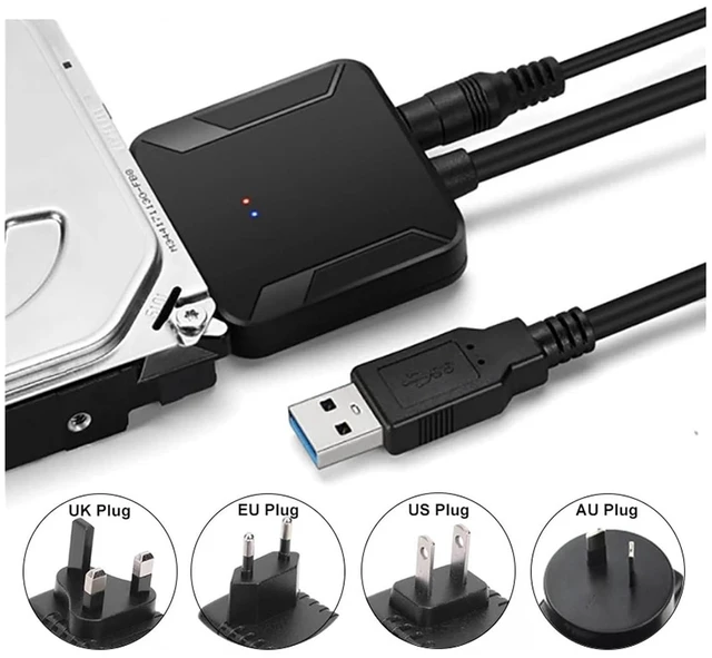 Alt view image 2 of 6 - USB 3 to Sata Adapter Converter Cord USB3.0 Hard Drive for Sea/gate 2.5 HDD SSD(EU Plug with OTG)