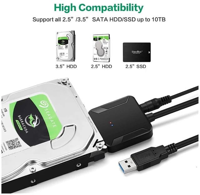 Alt view image 3 of 6 - USB 3 to Sata Adapter Converter Cord USB3.0 Hard Drive for Sea/gate 2.5 HDD SSD(EU Plug with OTG)
