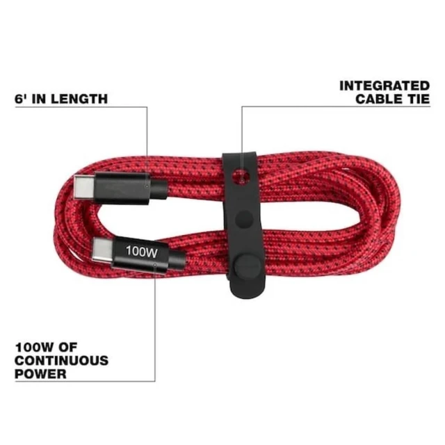 Alt view image 2 of 4 - for Milwaukee Tool 48-59-2848 USB-C Cable, 100 W, Red