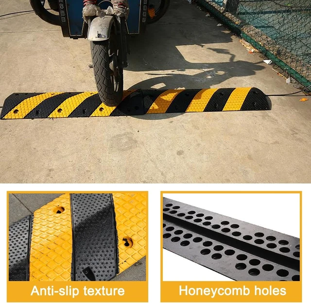 Alt view image 4 of 5 - Heavy-Duty Rubber Driveway Cable Protector, Speed Bump with Bolts, Ideal for Gravel and Driveway Use, Safeguards Hoses and Cables from Damage